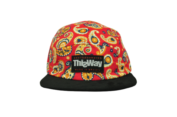 BONÉ FIVE PANEL ESTAMPA VERMELHO LARANJA