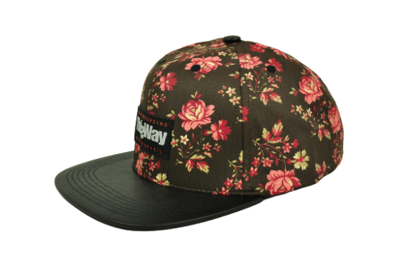 BONÉ SNAPBACK FLORAL PRETO ABA COURO - Image 2