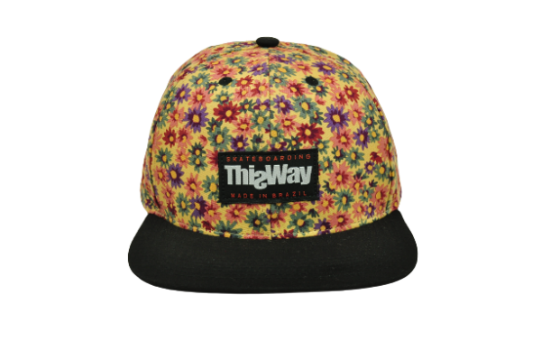 BONÉ SNAPBACK FLORAL YELLOW ABA PRETA